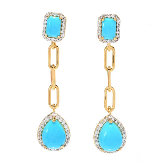 Gem Treasures Sleeping Beauty Turquoise & White Zircon Earrings