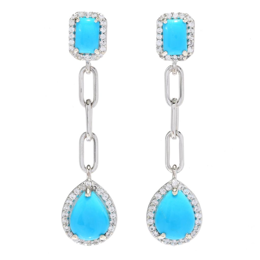 Gem Treasures Sleeping Beauty Turquoise & White Zircon Earrings