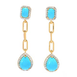 Gem Treasures Sleeping Beauty Turquoise & White Zircon Earrings