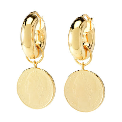 Toscana Italiana 18K Gold Plated Polished Choice of Charm Hoop Earrings