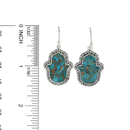 Artisan Silver by Samuel B. 20x15mm Mohave Turquoise Hamsa Drop Earrings