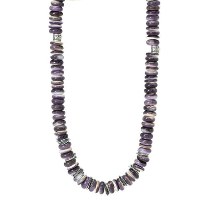 Southwest Elements Sterling Silver Wampum Shell Rondelle Bead Necklace