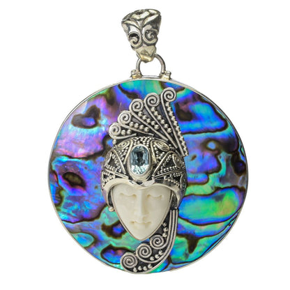 Artisan Silver by Samuel B. Choice of Gem & Carved Bone Buddha Pendant