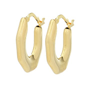 Toscana Italiana 18K Gold Electroform Choice of Size Octagon Hoop Earrings