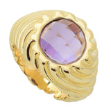 Toscana Italiana 18K Gold Plated Twist Texture Amethyst Ring