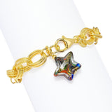 Toscana Italiana 18K Gold Plated Murano Glass Star Charm Bracelet