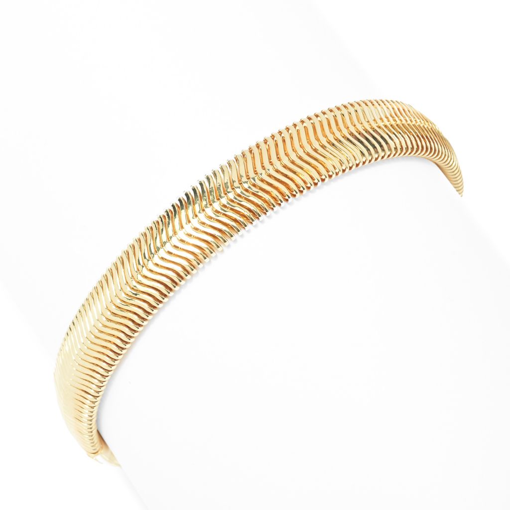 Toscana Italiana 18K Gold Plated Choice of Length Flat Snake Chain Bracelet