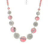 Southwest Elements 98.4ctw Rhodochrosite Concho Necklace