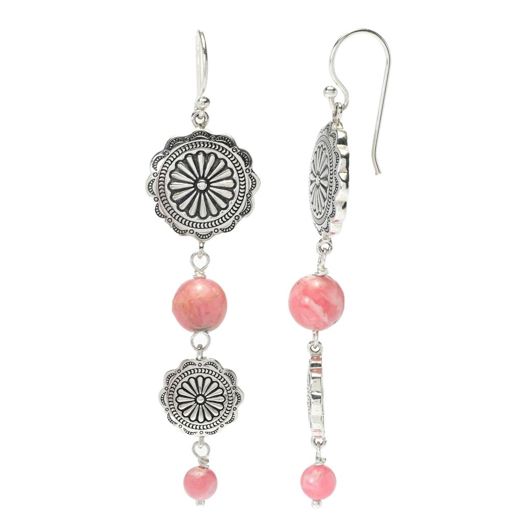 Southwest Elements Rhodochrosite Beaded Concho Earrings