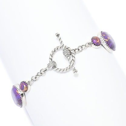 Southwest Elements Sterling Silver Purple Mohave Turquoise Bracelet 8.25"