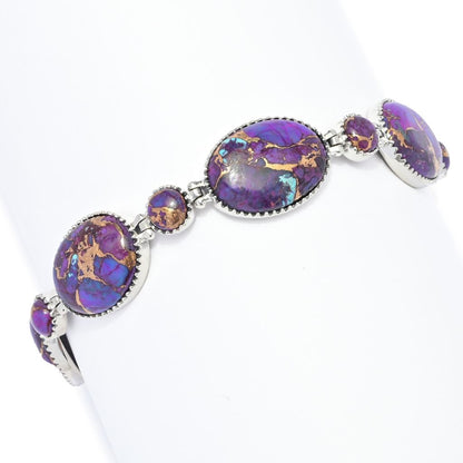 Southwest Elements Sterling Silver Purple Mohave Turquoise Bracelet 8.25"