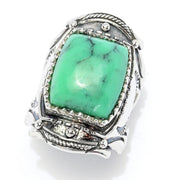 Southwest Elements Sterling Silver 15x13mm Black Bridge Variscite Ring