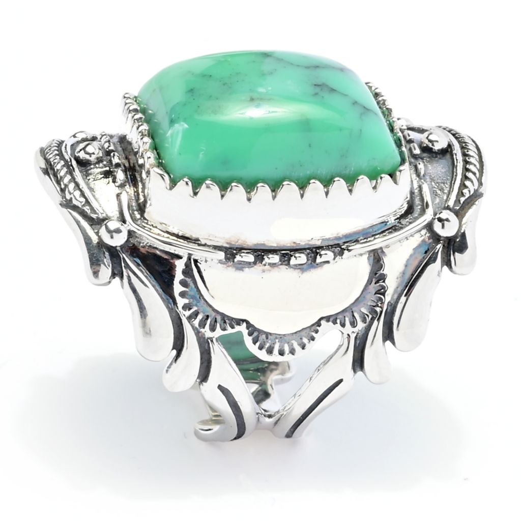 Southwest Elements Sterling Silver 15x13mm Black Bridge Variscite Ring
