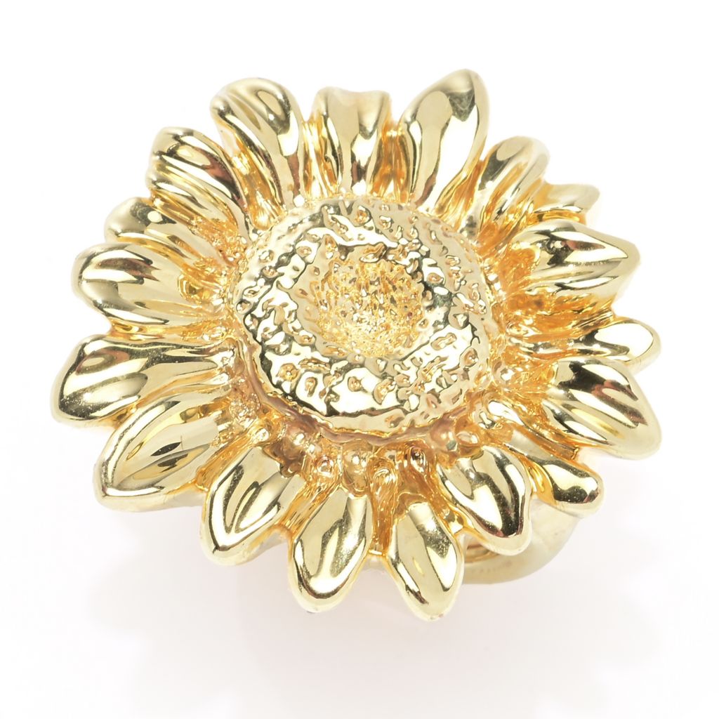 Graziella 23K Gold Plated Electroform Polished Sunflower Ring - One Size (5-10)