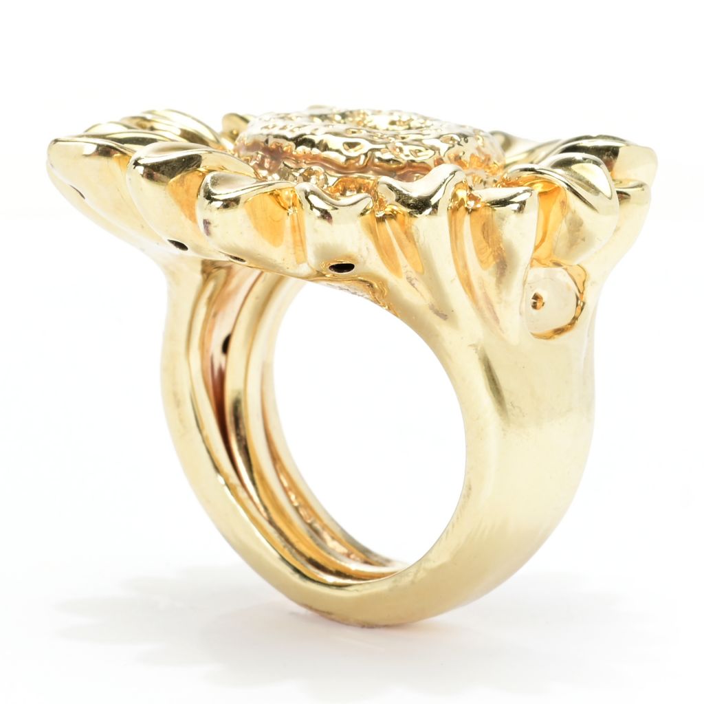 Graziella 23K Gold Plated Electroform Polished Sunflower Ring - One Size (5-10)
