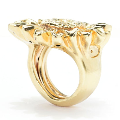 Graziella 23K Gold Plated Electroform Polished Sunflower Ring