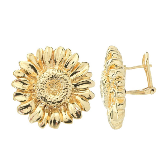 Graziella 23K Gold Plated Electroform Sunflower Stud Earrings
