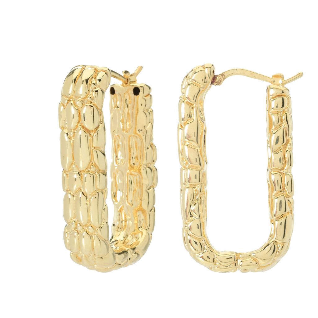 Graziella 23K Gold Plated Electroform Textured Paperclip Earrings