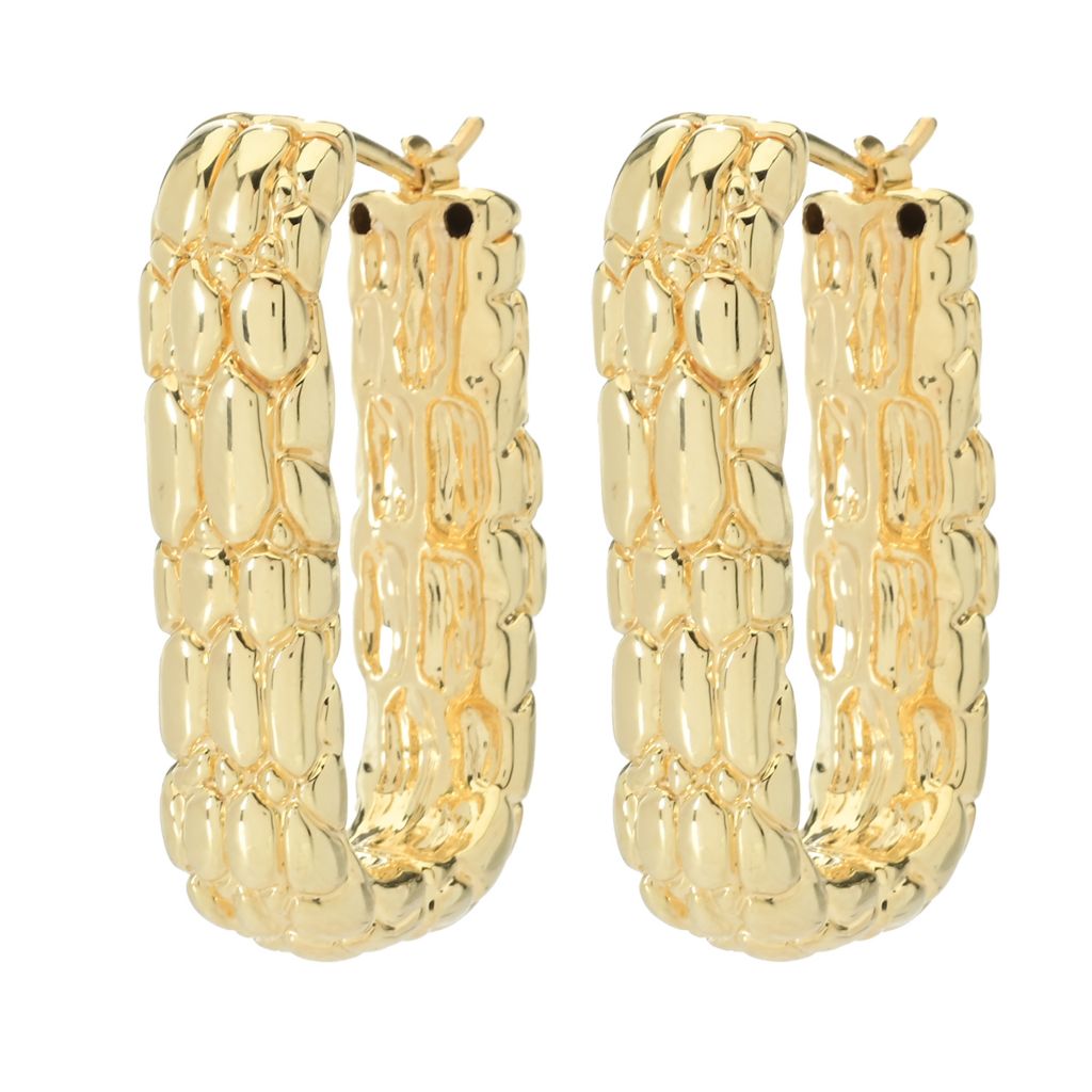 Graziella 23K Gold Plated Electroform Textured Paperclip Earrings
