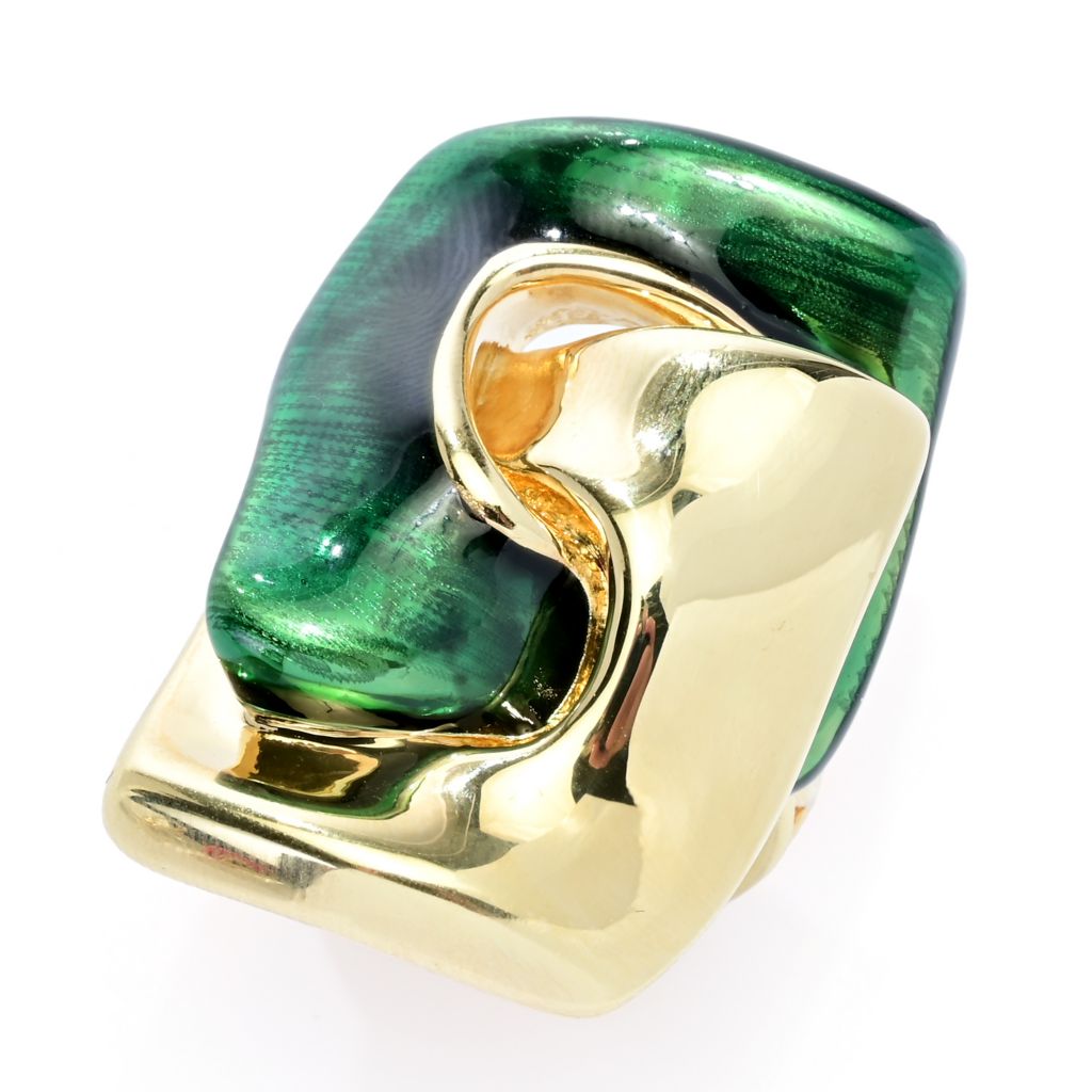 Square Rolo Graziella 23K Gold Plated Electroform Enamel Accented Square Rolo Ring ...