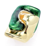 Graziella 23K Gold Plated Electroform Enamel Accented Square Rolo Ring - One Size (5-10)