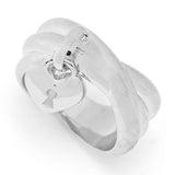 Toscana Italiana Platinum Plated Multi Band Crossover Heart Locket Charm Ring