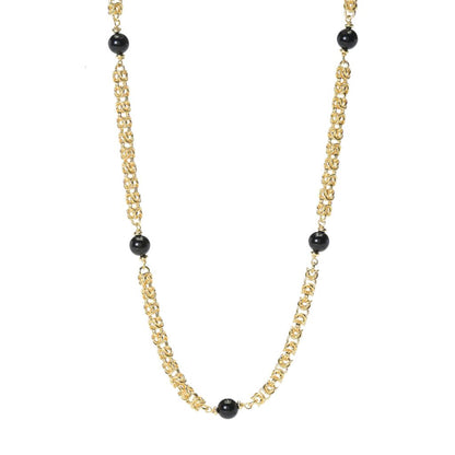 Toscana Italiana 18K Gold Plated Choice of Gem Station Byzantine Necklace