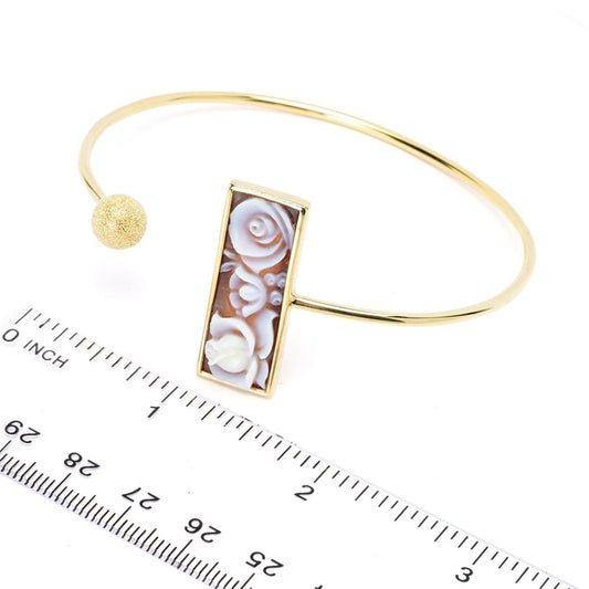 Cameo Italiano 18K Gold Plated "Minima" Rose Shell Cameo Cuff Bracelet