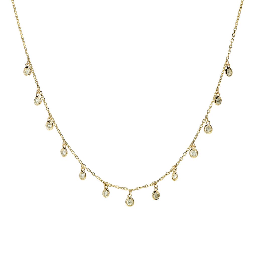 Morris & David 14K Gold Diamond Bezel-Set Charm Necklace