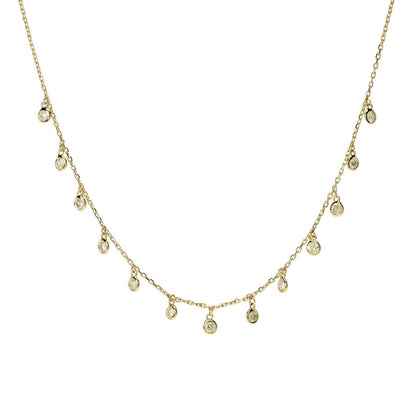 Morris & David 14K Gold Diamond Bezel-Set Charm Necklace