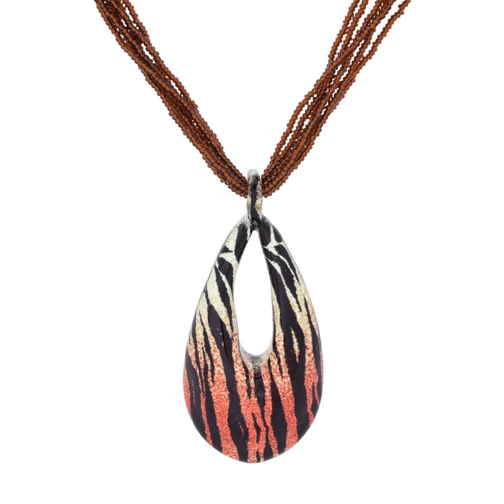 Toscana Italiana 18K Gold Plated Choice of Animal Print Murano Glass Necklace