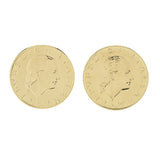 Toscana Italiana 18K Gold Plated Genuine 200 Lire Coin Button Stud Earrings