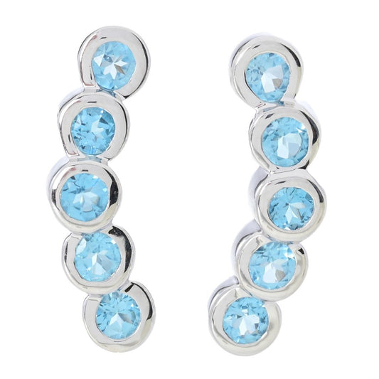 Gem Treasures Blue Topaz Ear Crawler Earrings