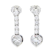 Gem Treasures 2.80ctw White Topaz & Zircon Heart Dangle Earrings