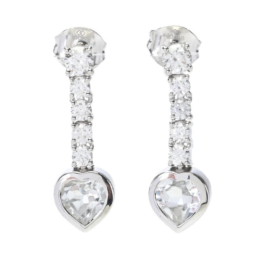 Gem Treasures 2.80ctw White Topaz & Zircon Heart Dangle Earrings