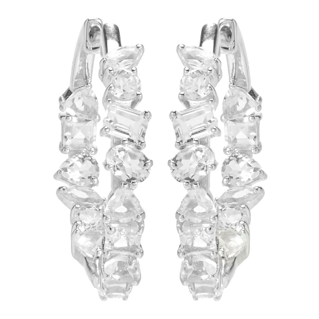Gem Treasures Multi Shape White Topaz Inside Out Hoop Earrings