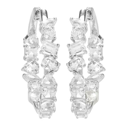 Gem Treasures Multi Shape White Topaz Inside Out Hoop Earrings