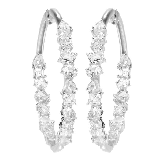 Gem Treasures Multi Shape White Topaz Inside Out Hoop Earrings