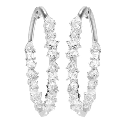 Gem Treasures Multi Shape White Topaz Inside Out Hoop Earrings