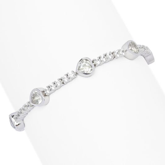 Gem Treasures White Topaz & Zircon Heart Tennis Bracelet