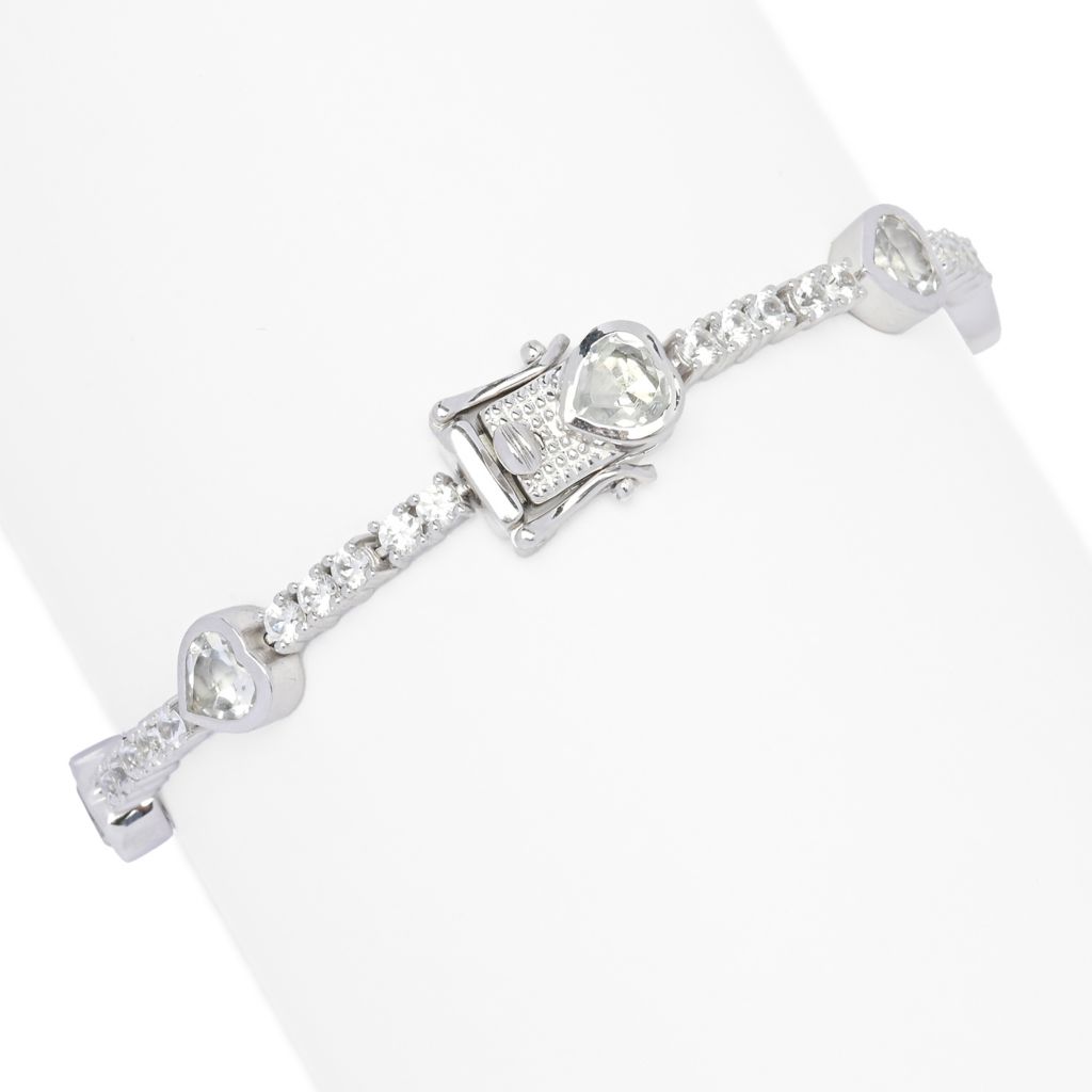 Gem Treasures White Topaz & Zircon Heart Tennis Bracelet