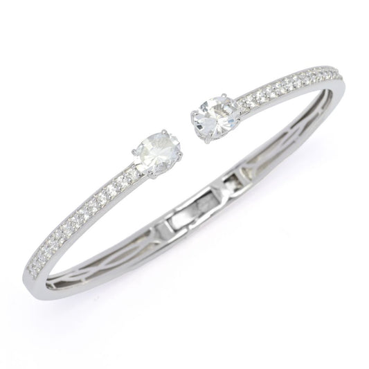 Gem Treasures 4.14ctw White Topaz & Zircon Kissing Cuff Bracelet