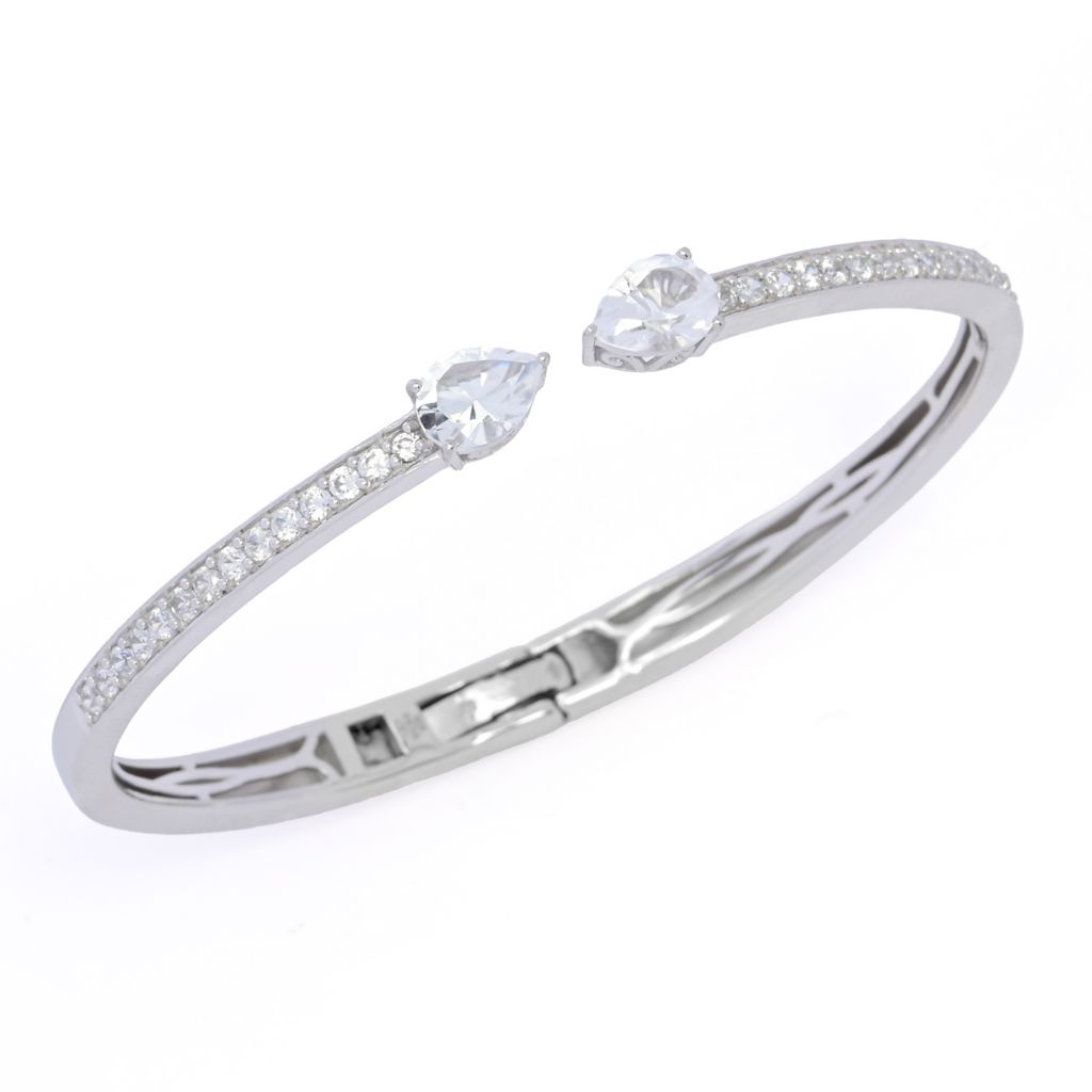 Gem Treasures 4.14ctw White Topaz & Zircon Kissing Cuff Bracelet