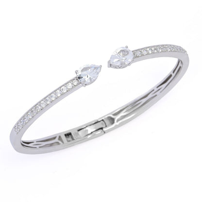 Gem Treasures 4.14ctw White Topaz & Zircon Kissing Cuff Bracelet