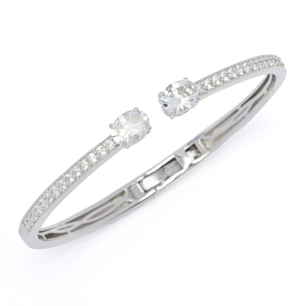 Gem Treasures 4.14ctw White Topaz & Zircon Kissing Cuff Bracelet