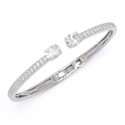 Gem Treasures 4.14ctw White Topaz & Zircon Kissing Cuff Bracelet