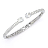 Gem Treasures 4.14ctw White Topaz & Zircon Kissing Cuff Bracelet