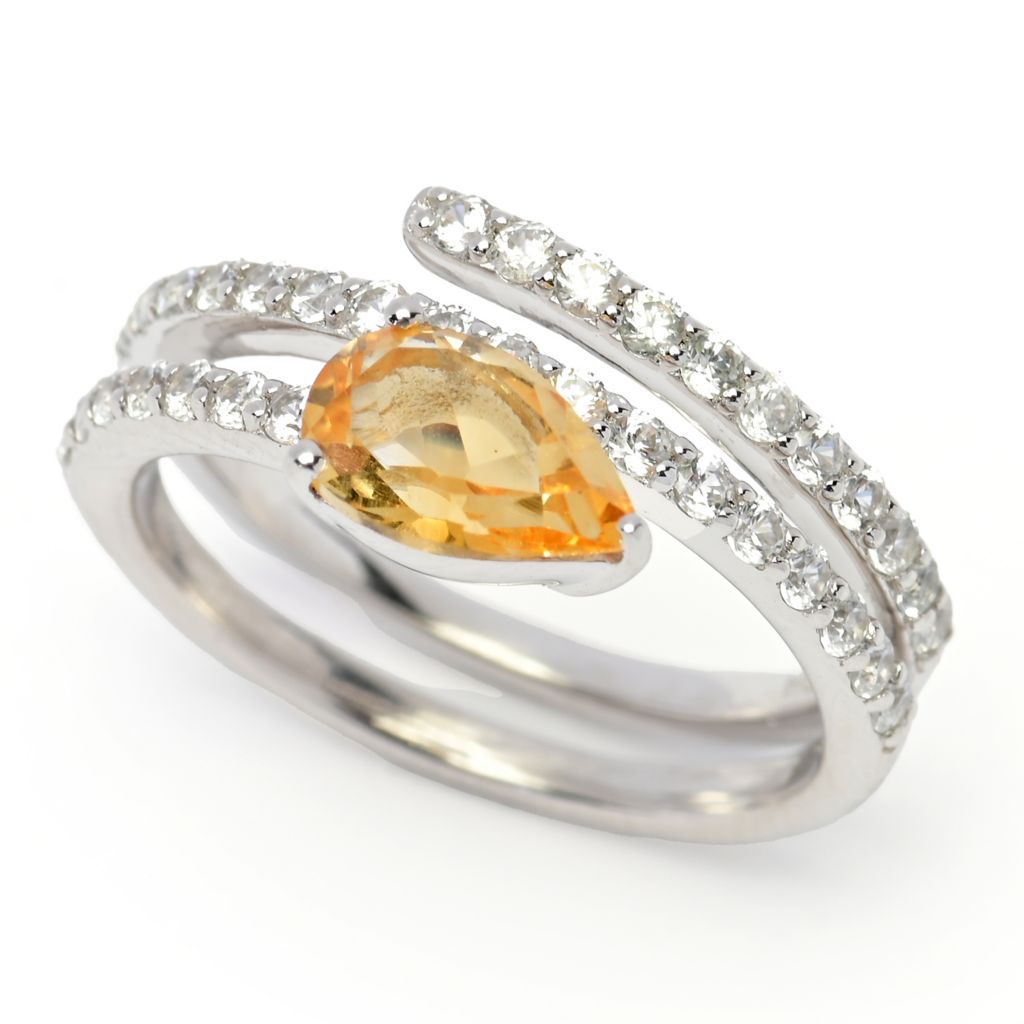 Gem Treasures Choice of Gemstone & White Zircon Wrap Ring