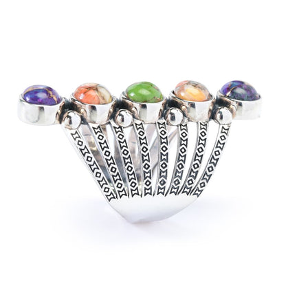 Southwest Elements Choice of Mohave Turquoise 5-Stone Elongated Ring