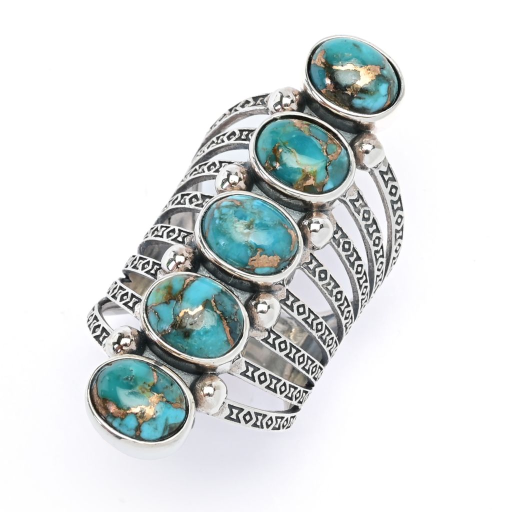 Southwest Elements Choice of Mohave Turquoise 5-Stone Elongated Ring